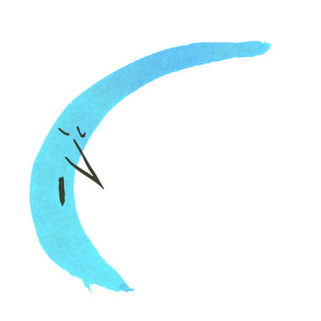 Expressive Handrawn Brush Strokes Cartoon Blue Moonのイラスト素材