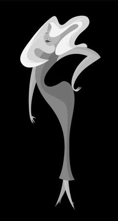Film Noir Glamourous Woman Star Vector Characterのイラスト素材