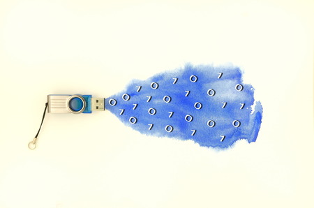 Abstract USB Flash Drive with watercolor effectの写真素材