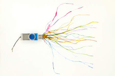 Abstract USB Flash Drive with watercolor effectの写真素材
