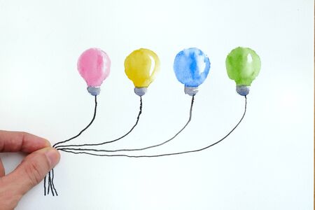 Abstract watercolor light bulbsの写真素材