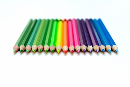 Colored pencils isolated with whtie backgroundの写真素材