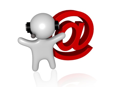 an 3d red mail symbol with an "@"の写真素材