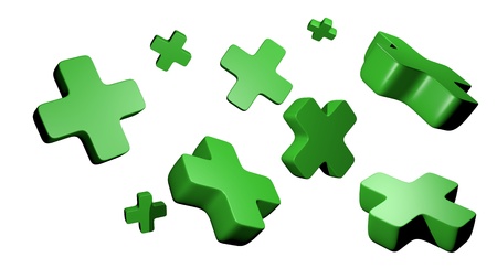 green 3d plus symbolsの写真素材