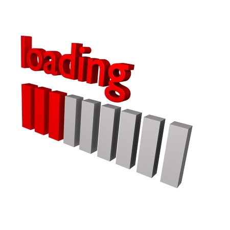 an 3d loading sign in redの写真素材