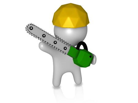 forst guy with chainsaw 3dの写真素材