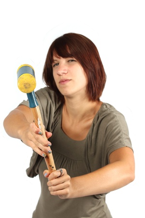 girl with hammerの写真素材
