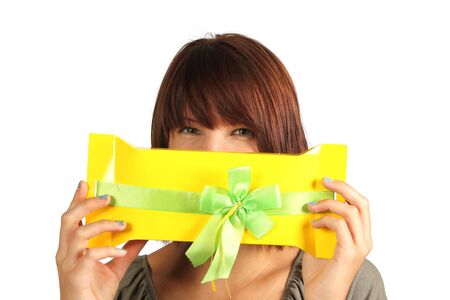 girl with presentの写真素材