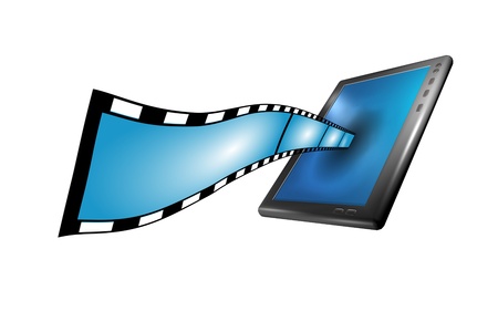 tablet pc with movie strip in 3dの写真素材