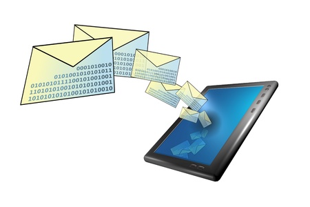 tablet pc with mail and sms in 3dの写真素材