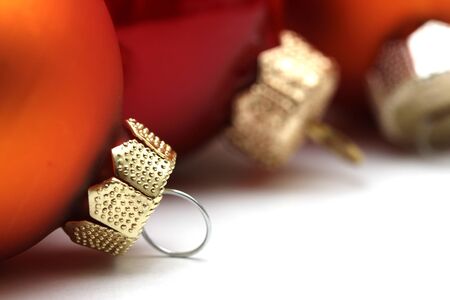 some orange and red christmas spheresの写真素材