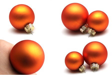 a isolated orange christmas spheres collectionの写真素材