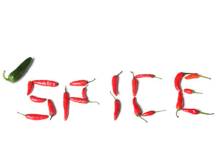 spice text made from real red chilliesの写真素材