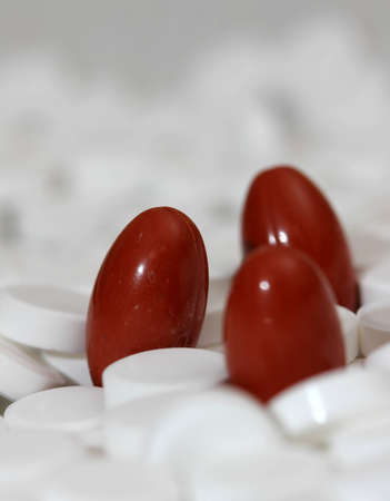 three red capsulesの写真素材