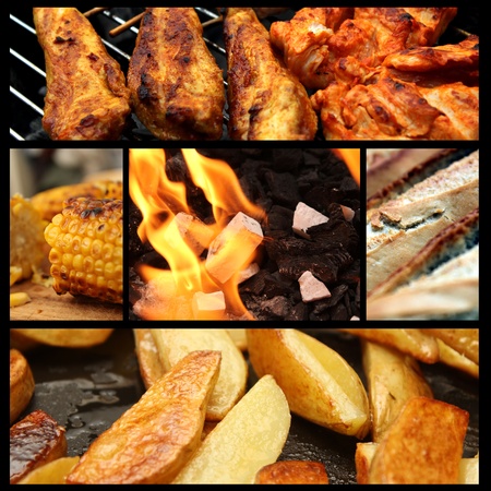 barbecue picture collageの写真素材