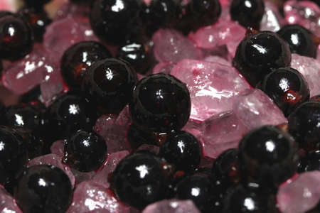 black currants with sugarの写真素材
