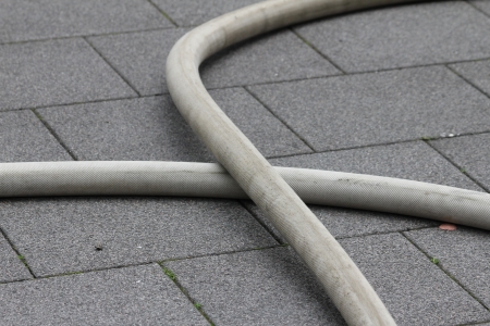 fire hoses crossingの写真素材