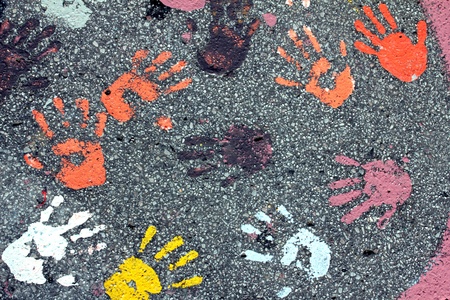 many different handprintsの写真素材