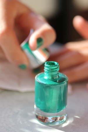 fingernail paintingの写真素材