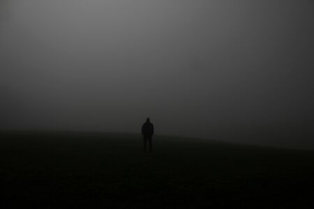 shadow of a man in the nightの写真素材