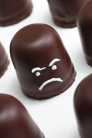 sweet chocolate foam sad faceの写真素材