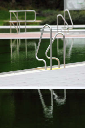 autumnal outdoor poolの写真素材