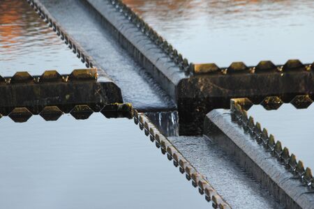 modern sewage plant water poolsの写真素材