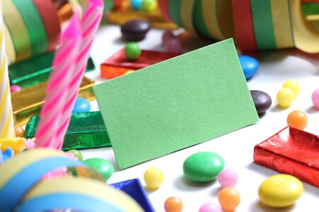 plain card with party decoration backgroundの写真素材