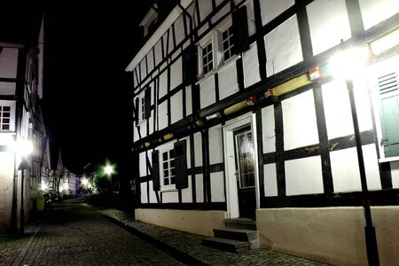 a german fachwerkhaus village in the eveningの写真素材