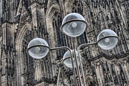 special street lamp in front of the cologne dom の写真素材