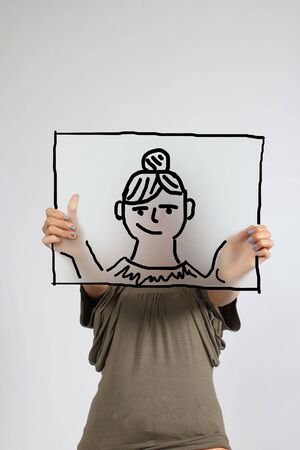 girl with sketch faceの写真素材