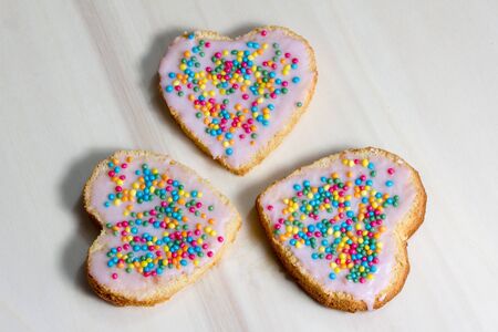 heart shaped cake slices with sugar pearls