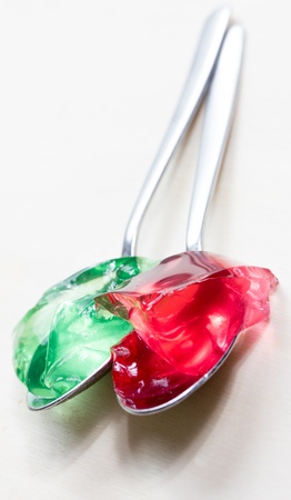 red and green jelly puddingの写真素材