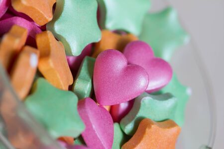 colorful sugar hearts and stars