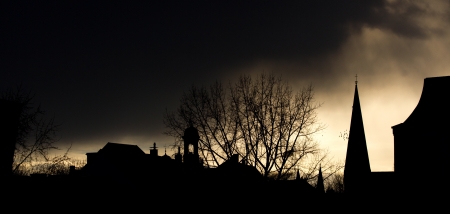 the old cityscape eveningの写真素材