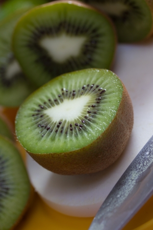 fresh slices of a kiwiの写真素材