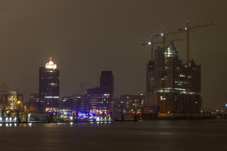 Hamburg City riverfront at Night