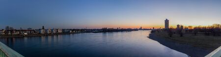 cologne  bridge city evening panoramaのeditorial素材