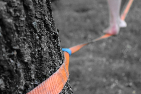 colored slackliningの写真素材