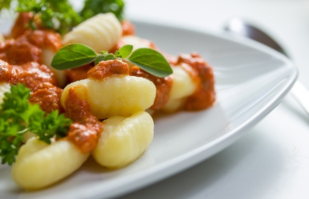 Gnocchi pasta with tomato sauceの写真素材