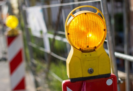 construction side warning lightの写真素材