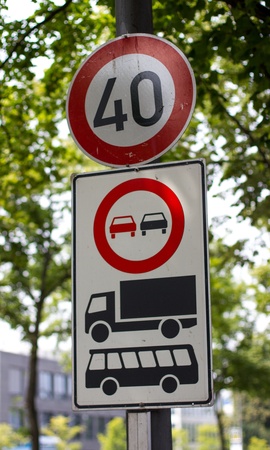german speed limit and traffic information signsの写真素材