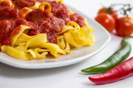 pasta with hot arabiata sauceの写真素材