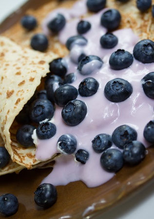 pancakes with blueberriesの写真素材