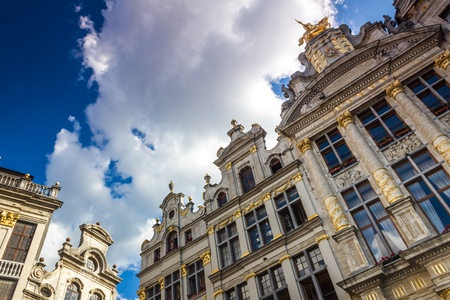 brussels grand place guild housesのeditorial素材