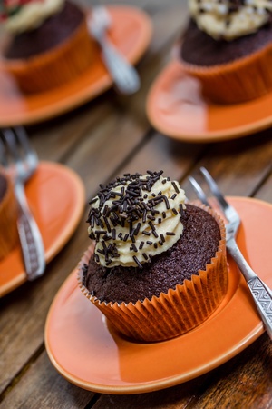 fresh tartlets on a tableの写真素材