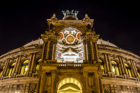 Semper opera in Dresden Germany at nightのeditorial素材
