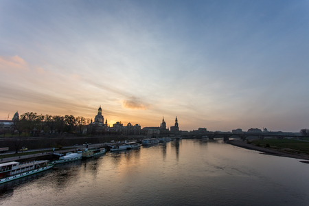 Dresden Germany sundown panoramaのeditorial素材