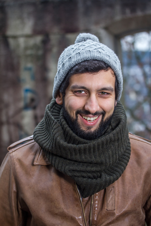 smiling beard manの写真素材
