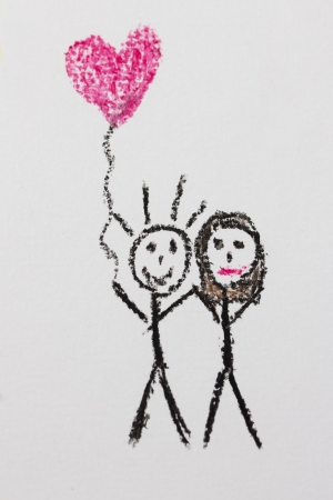 oil pastels child drawingの写真素材